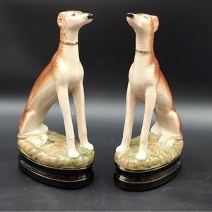 Vintage Fitz and Floyd Whippet greyhound bookends